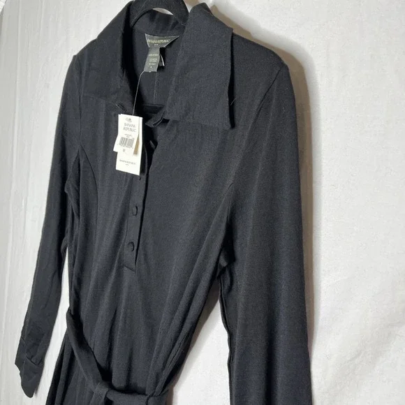 NEW Banana Republic Semi Sheer Wool Blend Tie Waist Long Sleeve Shirt Dress M - Picture 2 of 10